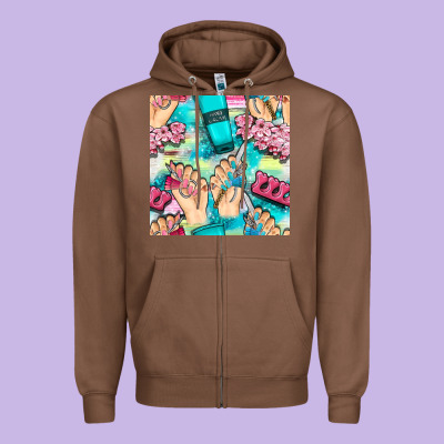 Hand Cream And Nail Tools With Serape And Glitter Seamless Pattern Bbs Zipper Hoodie Designed By Bundleandbundleshop