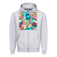 Heather Grey hand cream and nail tools with serape and glitter seamless pattern bbs Zipper Hoodie - BundleAndBundleShop
