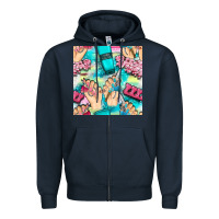Navy hand cream and nail tools with serape and glitter seamless pattern bbs Zipper Hoodie - BundleAndBundleShop