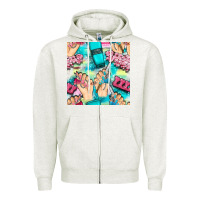 Oatmeal Heather hand cream and nail tools with serape and glitter seamless pattern bbs Zipper Hoodie - BundleAndBundleShop
