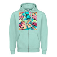 Seafoam hand cream and nail tools with serape and glitter seamless pattern bbs Zipper Hoodie - BundleAndBundleShop