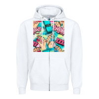 White hand cream and nail tools with serape and glitter seamless pattern bbs Zipper Hoodie - BundleAndBundleShop