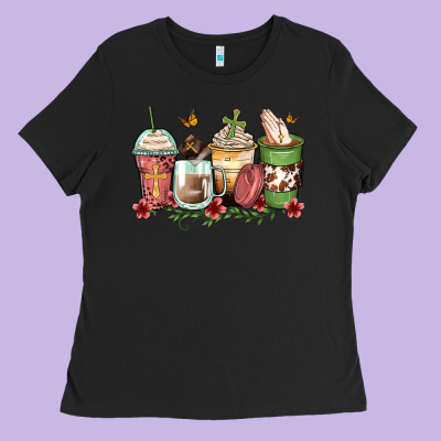 Faith Coffee Cups Ladies Tee Designed By Zillion Design Studio