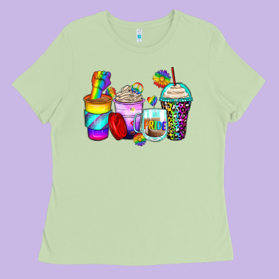 Pride Coffee Cups Ladies Tee Designed By Zillion Design Studio