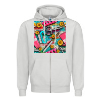 Dove Grey nail art tools and hand cream with serape and turquoise glitter seamle Zipper Hoodie - BundleAndBundleShop