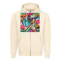 Sandshell nail art tools and hand cream with serape and turquoise glitter seamle Zipper Hoodie - BundleAndBundleShop