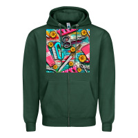 Sports Green nail art tools and hand cream with serape and turquoise glitter seamle Zipper Hoodie - BundleAndBundleShop