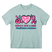 Arona Peace Love Cure Breast Cancer Awareness Heavy Core Tee - texasbilliewilder