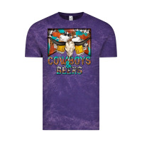 Cloud Purple cowboys and beers Vintage Tee - NancyCooperArtShop