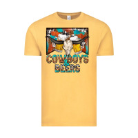 Vintage Mustard cowboys and beers Vintage Tee - NancyCooperArtShop