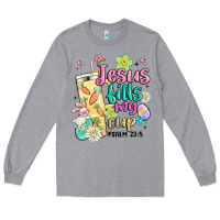 Heather Grey easter jesus fills my cup Long Sleeve Tee - MaliasSmallBusiness