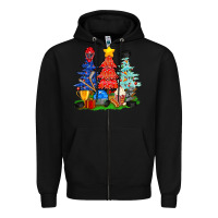 Black Christmas With Ice Hockey Trees Zipper Hoodie - BundleAndBundleShop