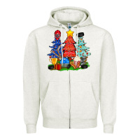 Oatmeal Heather Christmas With Ice Hockey Trees Zipper Hoodie - BundleAndBundleShop
