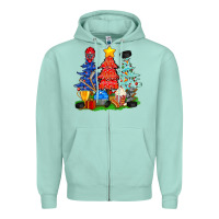 Seafoam Christmas With Ice Hockey Trees Zipper Hoodie - BundleAndBundleShop
