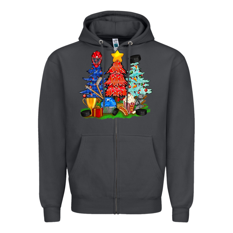 Christmas With Ice Hockey Trees Zipper Hoodie by BundleAndBundleShop | Teevron