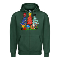 Sports Green Christmas With Ice Hockey Trees Zipper Hoodie - BundleAndBundleShop
