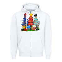 White Christmas With Ice Hockey Trees Zipper Hoodie - BundleAndBundleShop