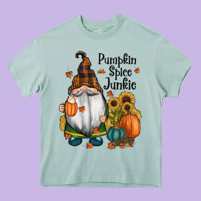 Pumpkin Spice Junkie Heavy Core Tee Designed By Ranaportraitstore