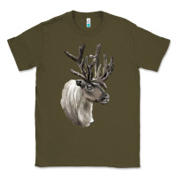 Army Green Reindeer Buck Deer Head Classic Tee - LillyAllenDesigns
