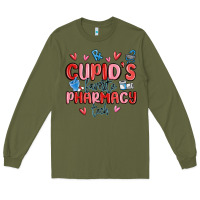 Army Green cupid's favorite pharmacy tech Long Sleeve Tee - MaliasSmallBusiness