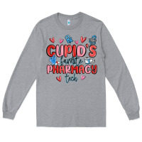Heather Grey cupid's favorite pharmacy tech Long Sleeve Tee - MaliasSmallBusiness