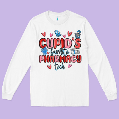 Cupid's Favorite Pharmacy Tech Long Sleeve Tee Designed By Maliassmallbusiness