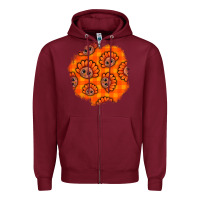 Burgundy Thanksgiving Turkey With Tartan Patch Zipper Hoodie - BundleAndBundleShop