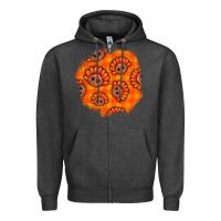 Charcoal Heather Thanksgiving Turkey With Tartan Patch Zipper Hoodie - BundleAndBundleShop