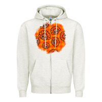 Oatmeal Heather Thanksgiving Turkey With Tartan Patch Zipper Hoodie - BundleAndBundleShop