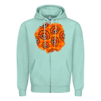 Seafoam Thanksgiving Turkey With Tartan Patch Zipper Hoodie - BundleAndBundleShop