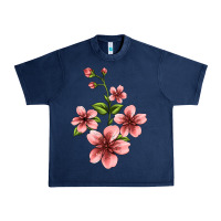 Navy pink flowers hibiscus Urban Heavy Tee - Jasminsmagicworld