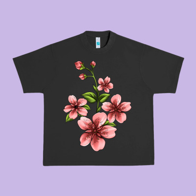 Pink Flowers Hibiscus Urban Heavy Tee Designed By Jasminsmagicworld