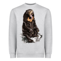 Heather Grey Malayan Sun Bear Heavyweight Sweatshirt - LillyAllenDesigns