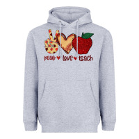 Heather Grey Peace Love Teach Heavyweight Hoodie - Bettercallsaul