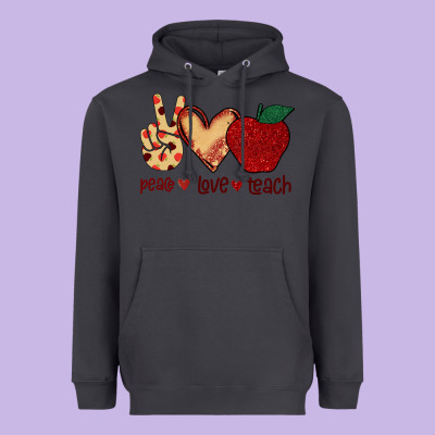 Peace Love Teach Heavyweight Hoodie Designed By Bettercallsaul