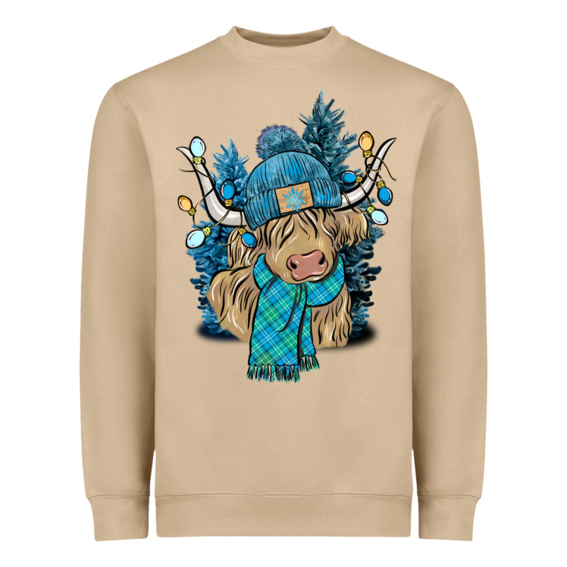 Winter Long Haired Cow Heavyweight Sweatshirt by NancyCooperArtShop | Teevron