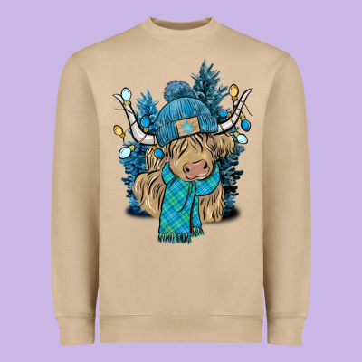 Winter Long Haired Cow Heavyweight Sweatshirt Designed By Nancycooperartshop
