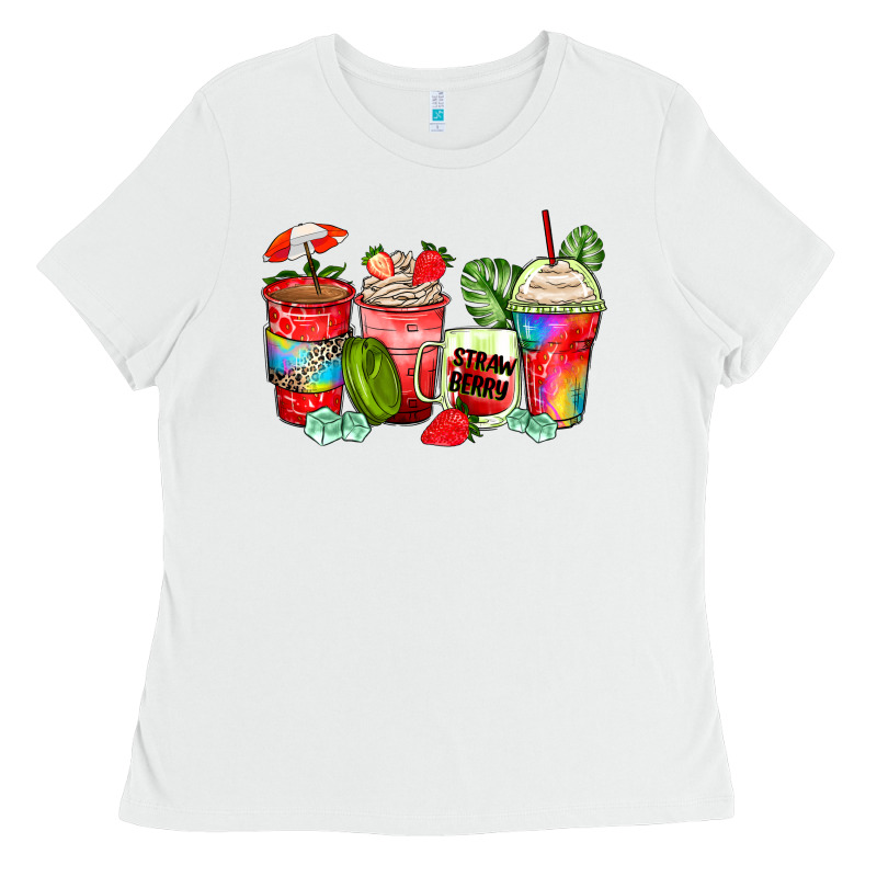 Strawberry Coffee Cups Ladies Tee by Zillion Design Studio | Teevron