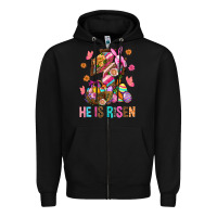 Black He Is Risen Easter Zipper Hoodie - BundleAndBundleShop