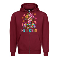 Burgundy He Is Risen Easter Zipper Hoodie - BundleAndBundleShop