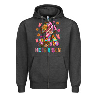 Charcoal Heather He Is Risen Easter Zipper Hoodie - BundleAndBundleShop
