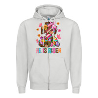 Dove Grey He Is Risen Easter Zipper Hoodie - BundleAndBundleShop