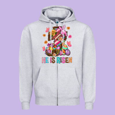 He Is Risen Easter Zipper Hoodie Designed By Bundleandbundleshop