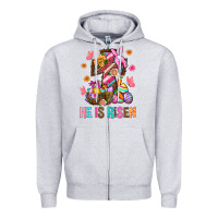 Heather Grey He Is Risen Easter Zipper Hoodie - BundleAndBundleShop