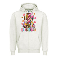 Oatmeal Heather He Is Risen Easter Zipper Hoodie - BundleAndBundleShop