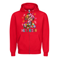 Red He Is Risen Easter Zipper Hoodie - BundleAndBundleShop