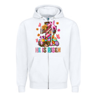 White He Is Risen Easter Zipper Hoodie - BundleAndBundleShop