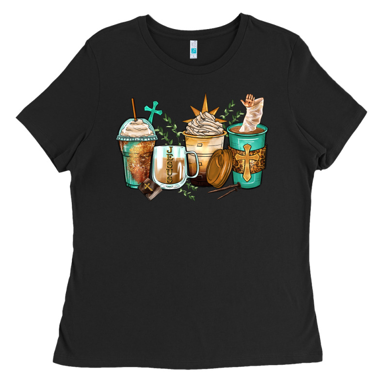 Jesus Coffee Cups Ladies Tee by Zillion Design Studio | Teevron