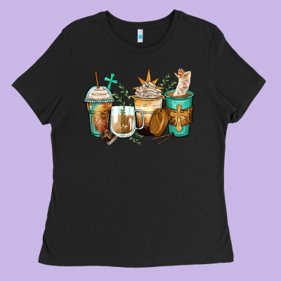 Jesus Coffee Cups Ladies Tee Designed By Zillion Design Studio