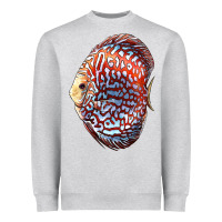 Heather Grey Discus Fish Heavyweight Sweatshirt - LillyAllenDesigns